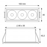 Foco empotrar LED fijo Lineal 100x40mm PUNT 8W UGR15